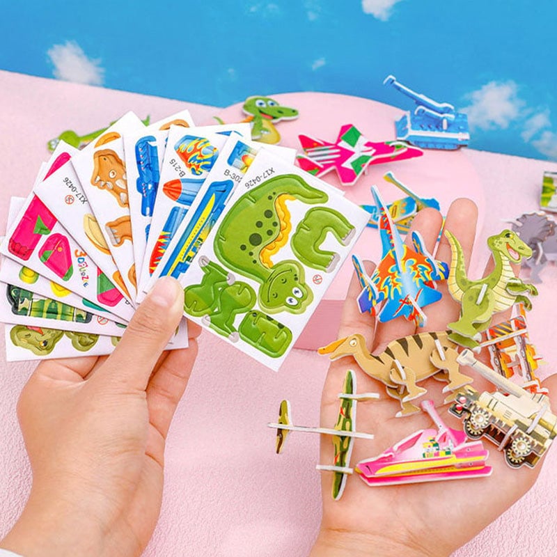 "Värikäs 3D-pulmapeli lapsille, opettaa motorisia taitoja ja luovuutta, sisältää eläinmuotoja ja kirkkaat värit."