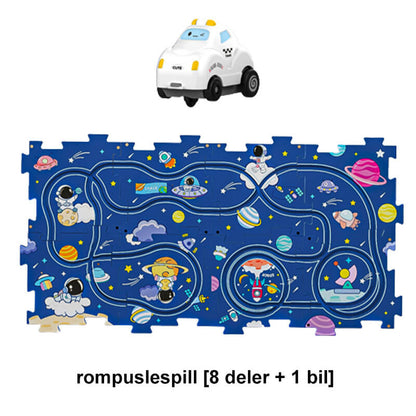 "Värikäs lasten DIY kaupunkikilparatapeli, monipuoliset palat, sähköautot, kehittää ongelmanratkaisua ja luovuutta."