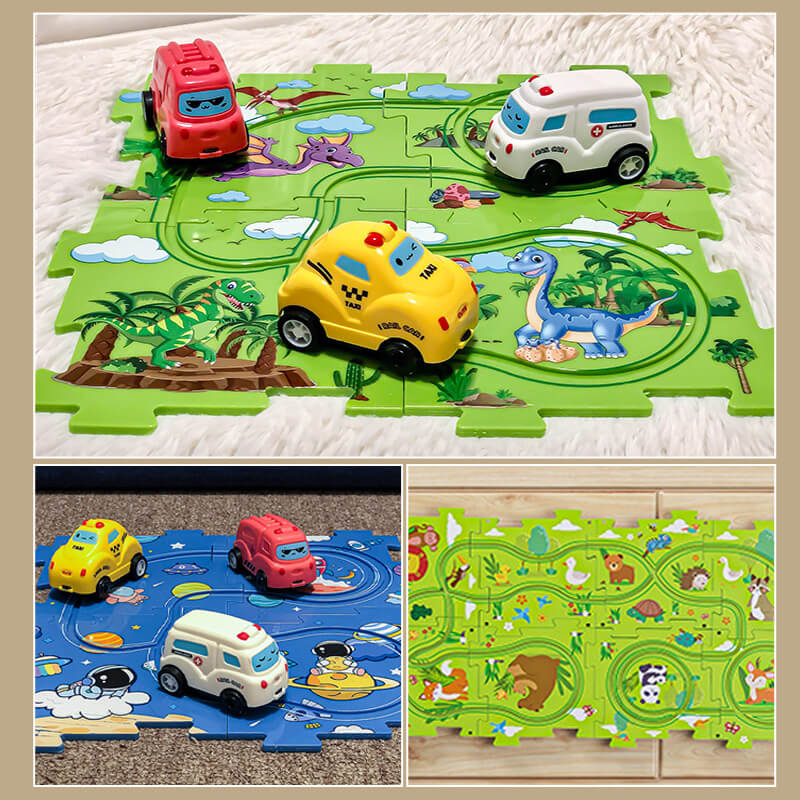 "Värikäs lasten DIY kaupunkikilparatapeli, monipuoliset palat, sähköautot, kehittää ongelmanratkaisua ja luovuutta."