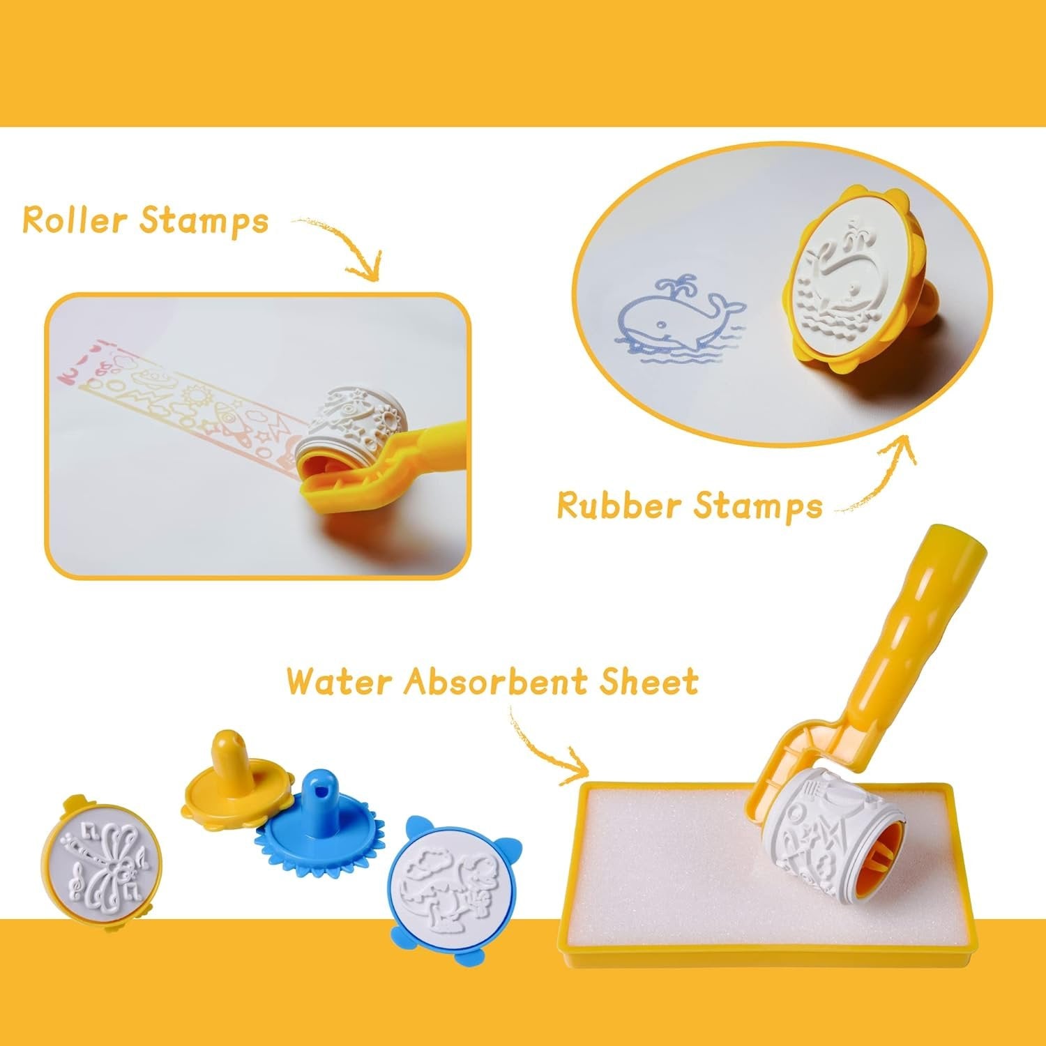 Värikäs vesipiirustusmatto lapsille, mukana taikakynät, kuvioleikkeet ja sapluunat. Turvallinen, sotkuton leikki.